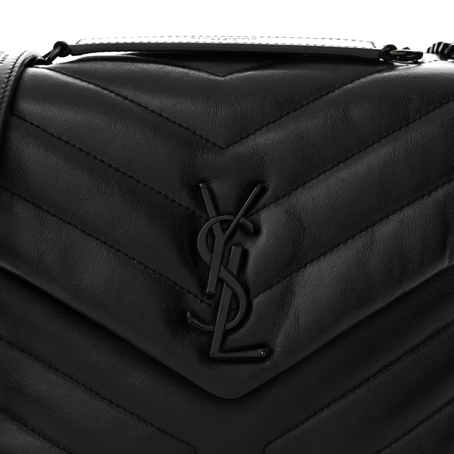 Saint Laurent Calfskin Y Quilted Monogram Monochrome Small Loulou Chain Satchel Black 8 of 10