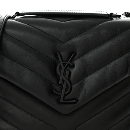 Saint Laurent Calfskin Y Quilted Monogram Monochrome Small Loulou Chain Satchel Black 8 of 10