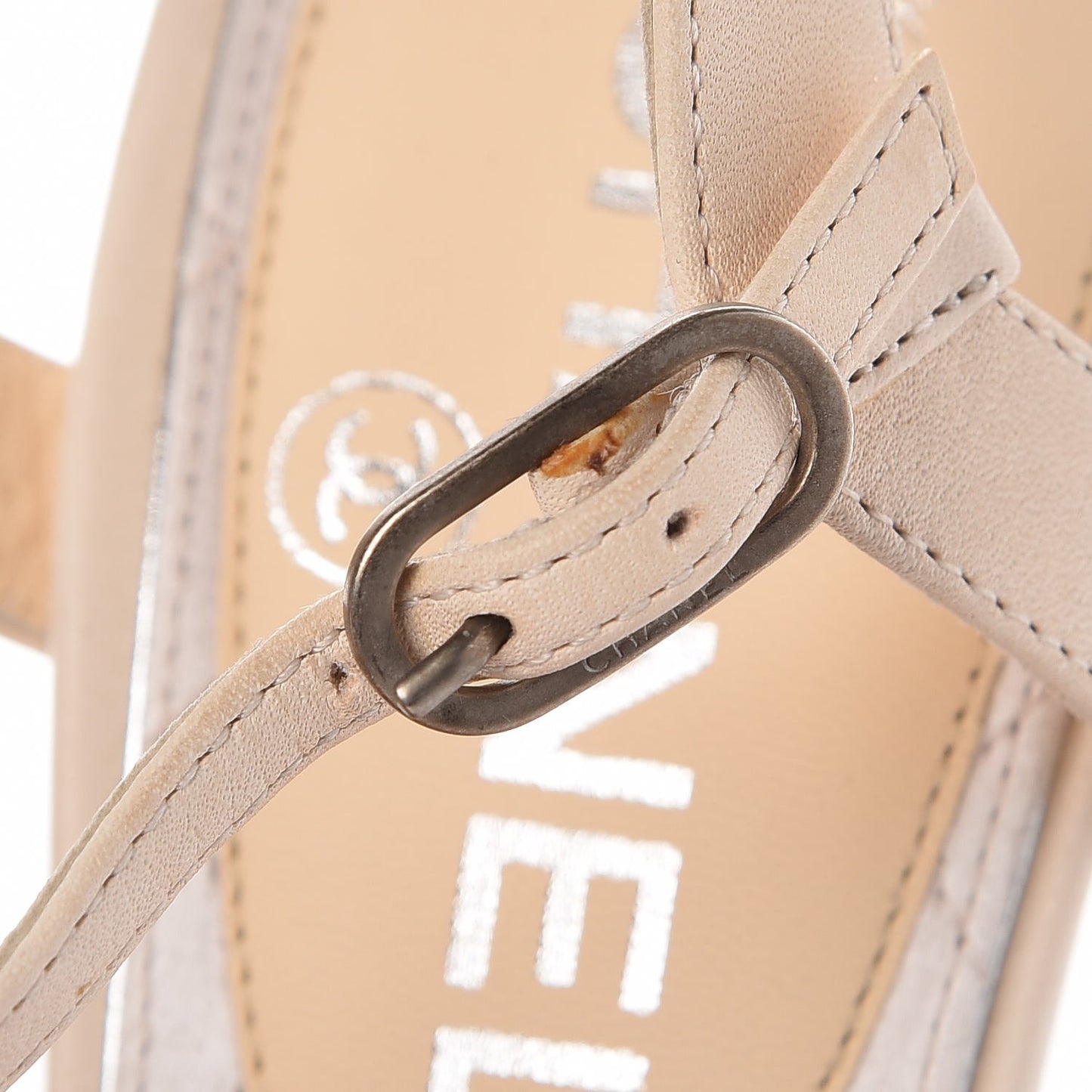 Lambskin Crystal CC Sandals 35 Ivory