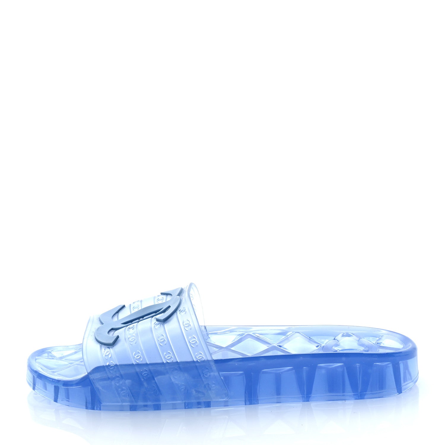 Chanel PVC Transparent CC Flat Slide Sandals 37 Blue 1 of 6