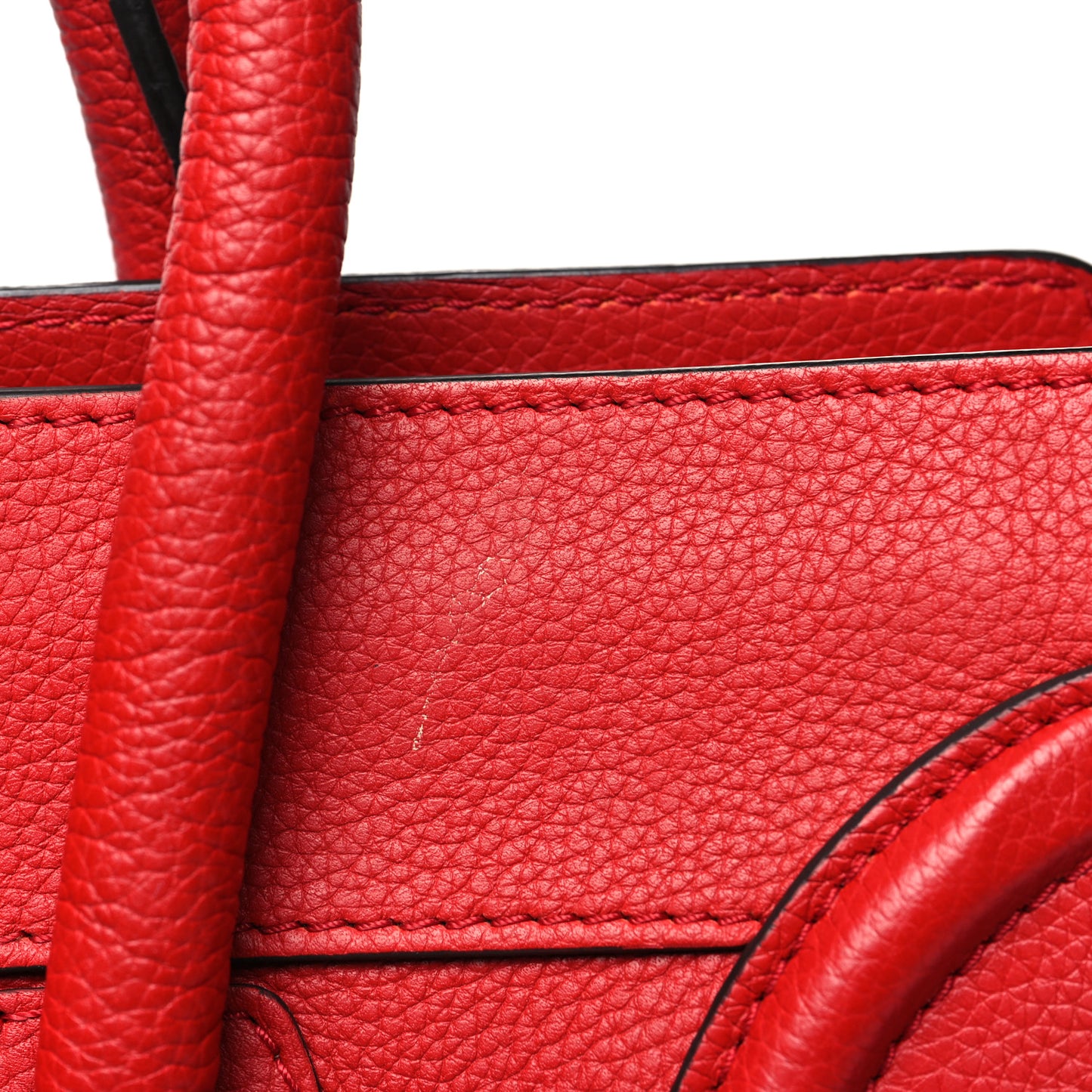 Drummed Calfskin Mini Luggage Coquelicot