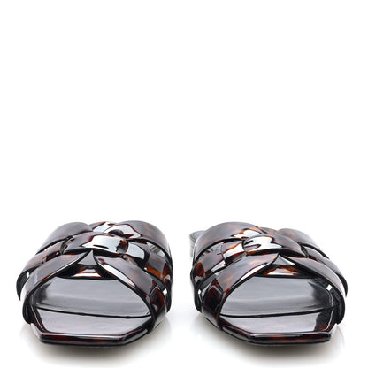 Saint Laurent Patent Calfskin Nu Pied 05 Slide Sandals 40 Tortoise 3 of 8