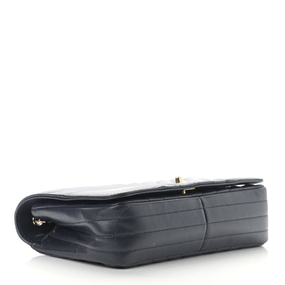 Chanel Calfskin Chevron Quilted Small Statement Flap Navy 4 of 15