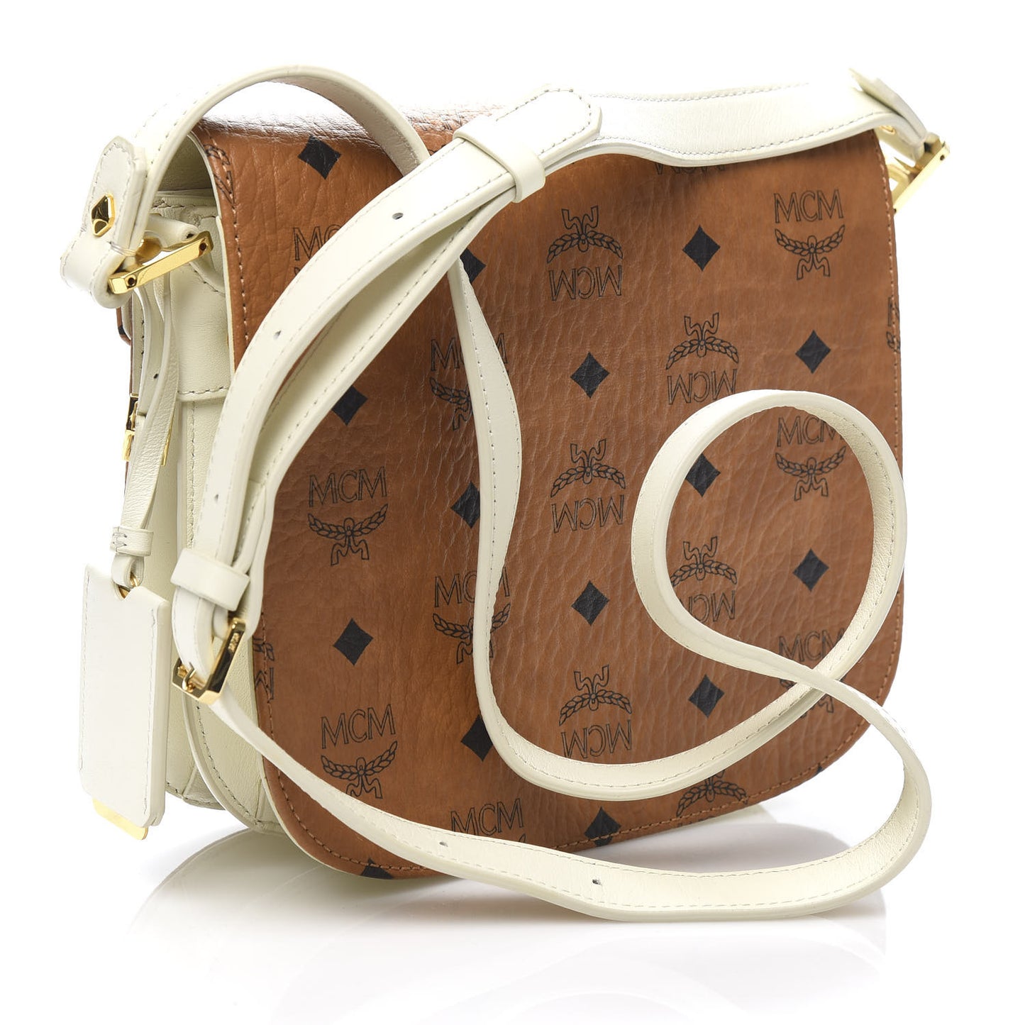 Visetos Calfskin Small Patricia Crossbody Bag Cognac White