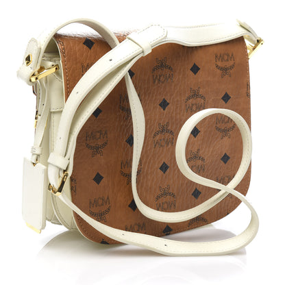 MCM Visetos Calfskin Small Patricia Crossbody Bag Cognac White 3 of 9