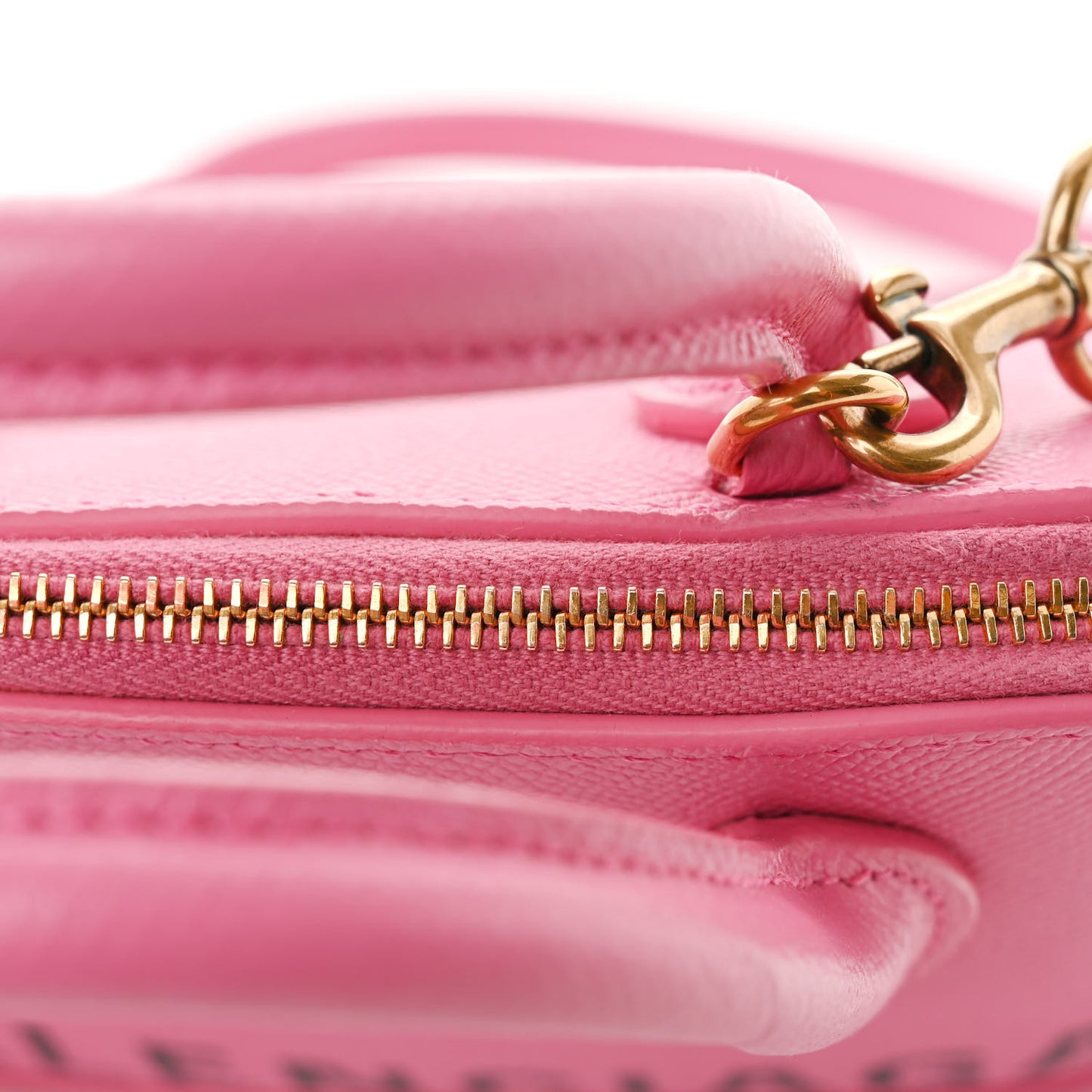 Signature Grained Calfskin Logo XXS Ville Top Handle Bag Rose Bubblegum Black