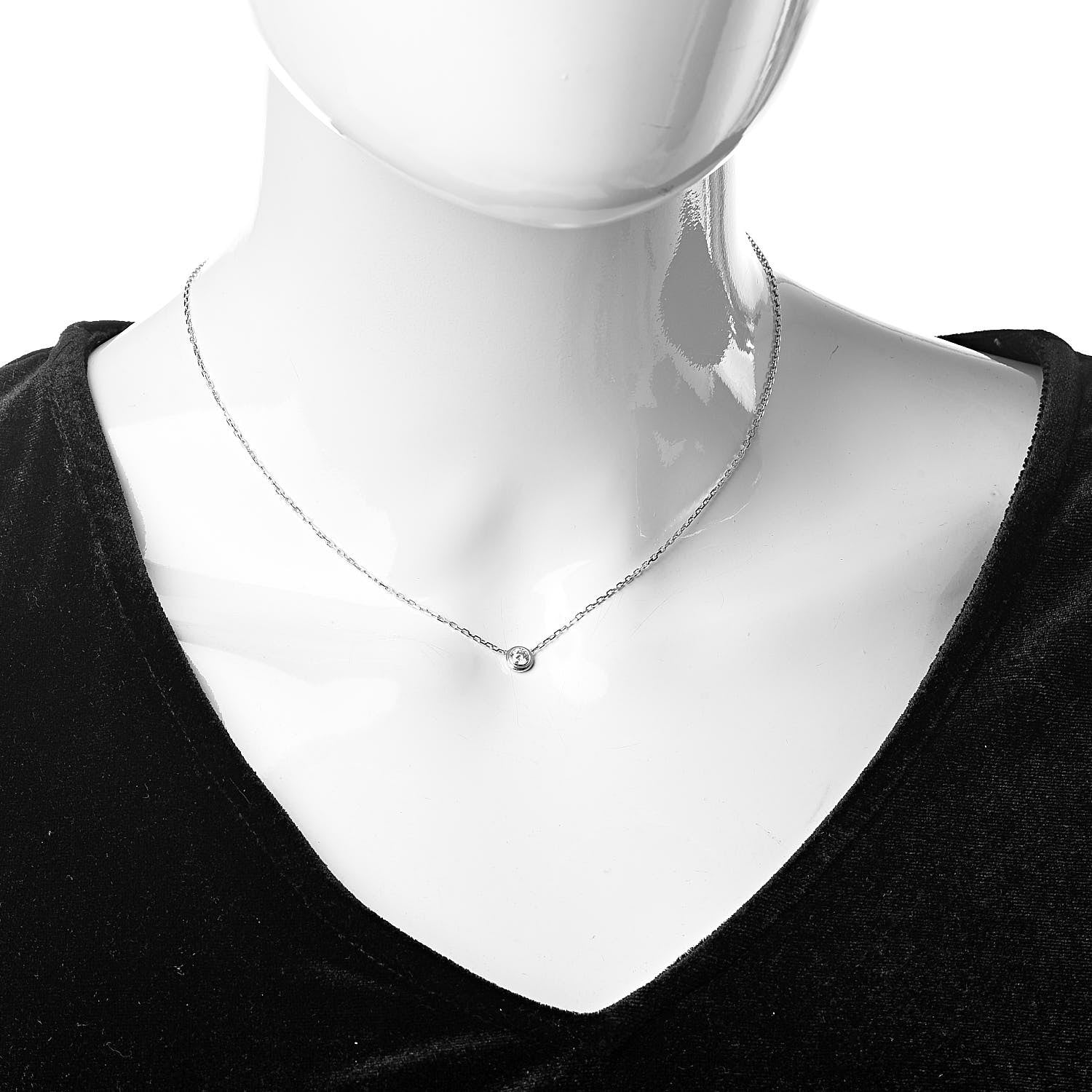 Cartier 18K White Gold Diamond LM D'Amour Pendant Necklace 2 of 5