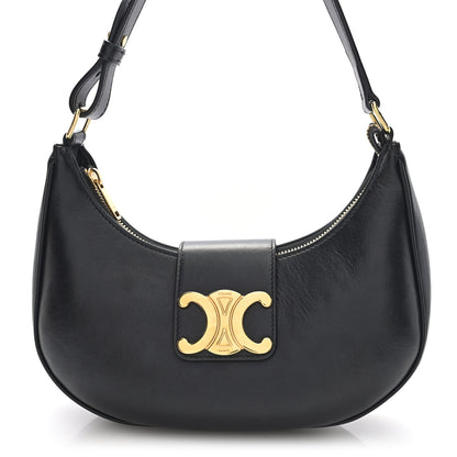 Celine Smooth Calfskin Medium Strap Ava Triomphe Shoulder Bag Black 8 of 10