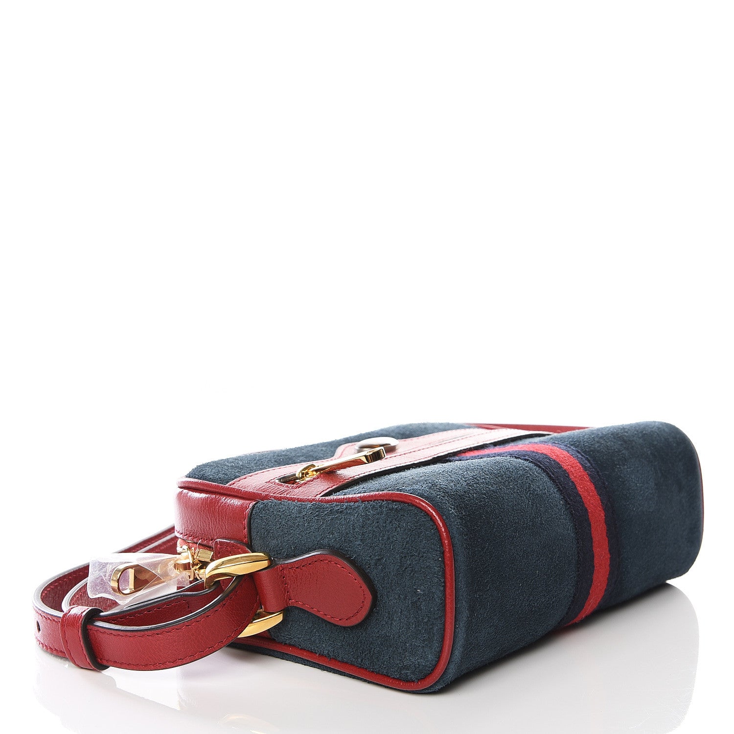 Gucci Suede Calfskin Web Mini Ophidia Shoulder Bag New Blue Romantic Cherry 3 of 12