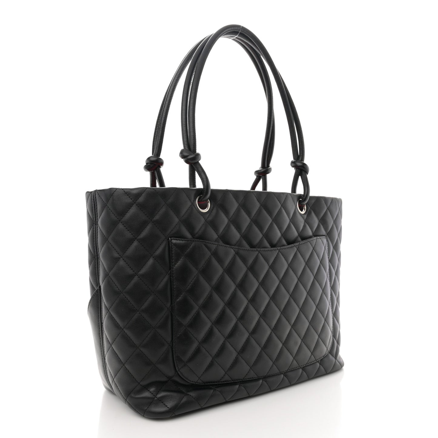 Calfskin Quilted Large Cambon Tote Black