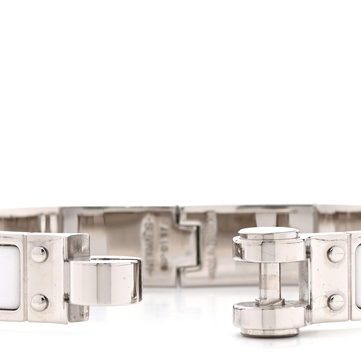 Enamel Charniere Uni Narrow Hinged Bracelet S White