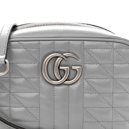 Gucci Calfskin Matelasse Aria Small GG Marmont Chain Shoulder Bag Deep Grey 8 of 12