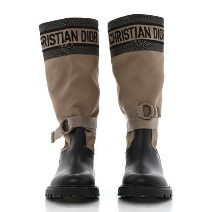 Christian Dior Technical Fabric Calfskin D-Major Boots 41 Taupe Black 2 of 8