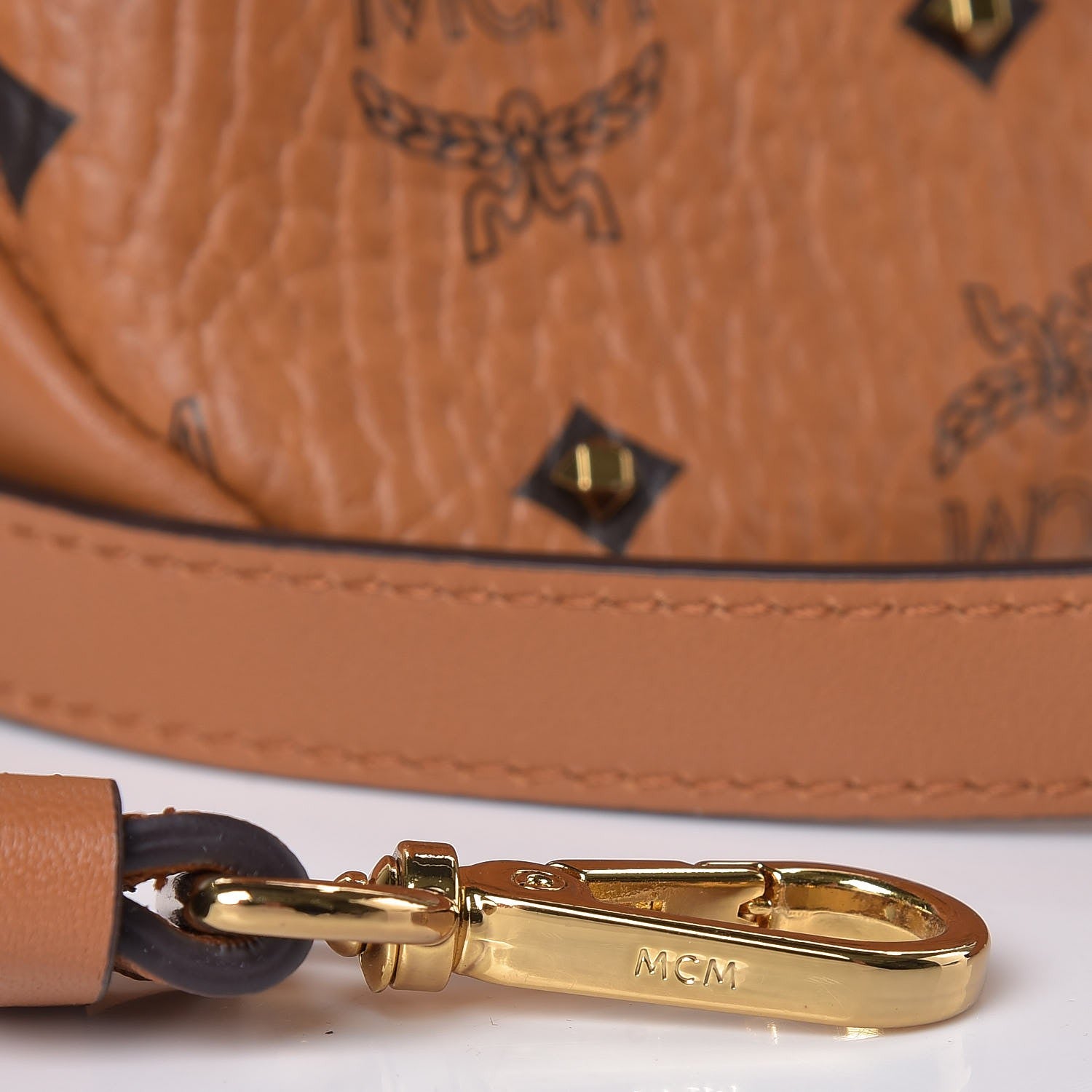 MCM Visetos Studded Medium Tote Cognac 12 of 13