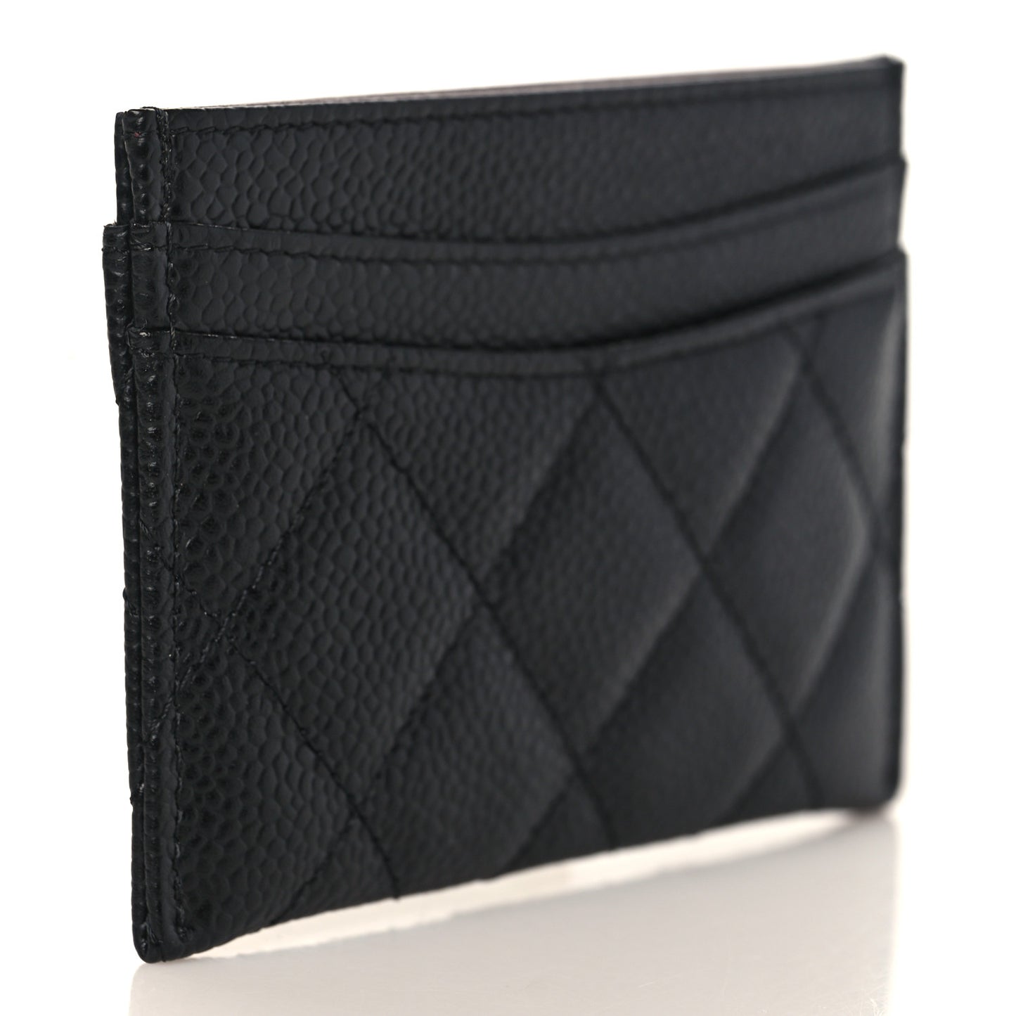 Caviar Quilted Card Holder Black