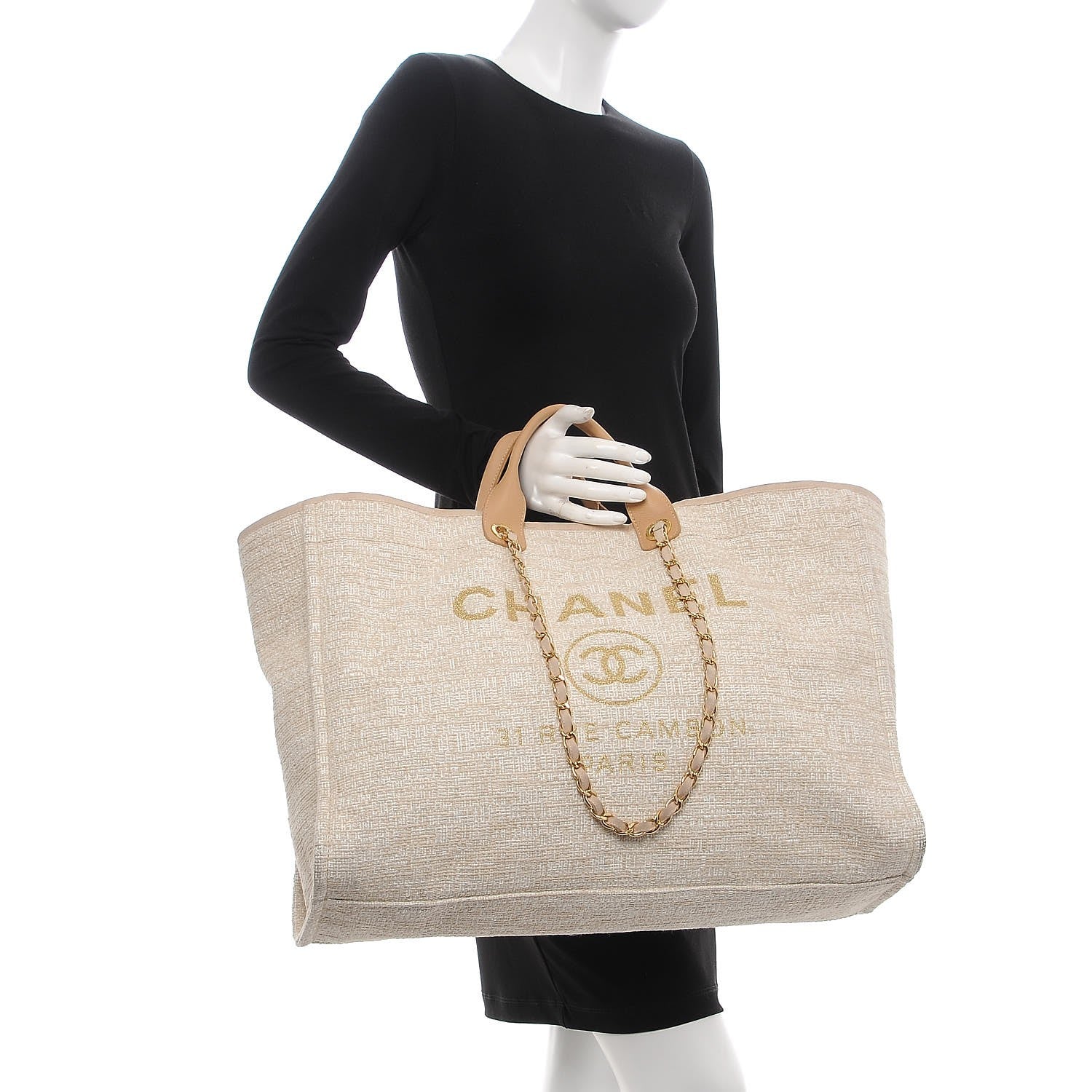 Chanel Canvas Extra Large Deauville Tote Light Beige 2 of 10