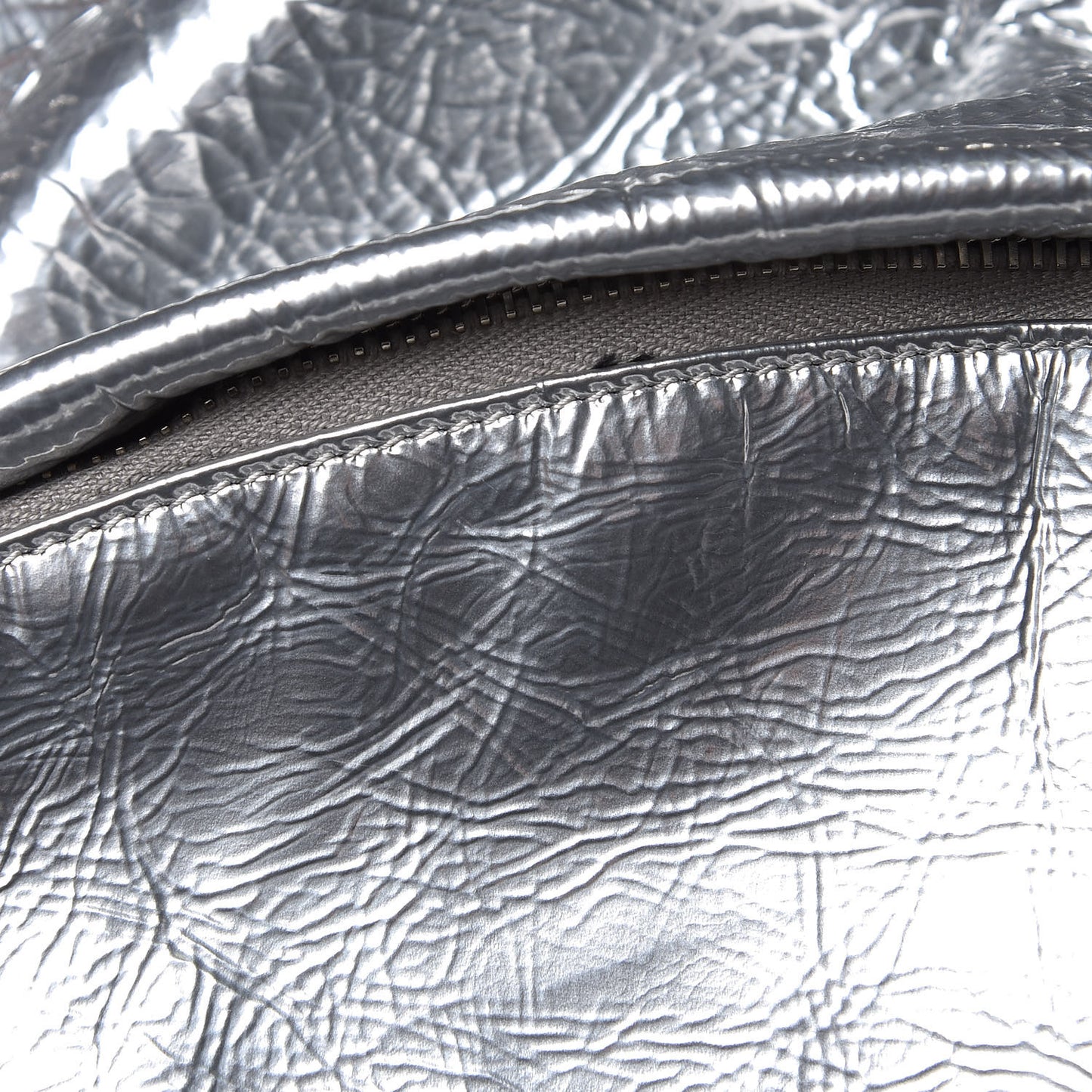 Textured Patent City Backpack Argent