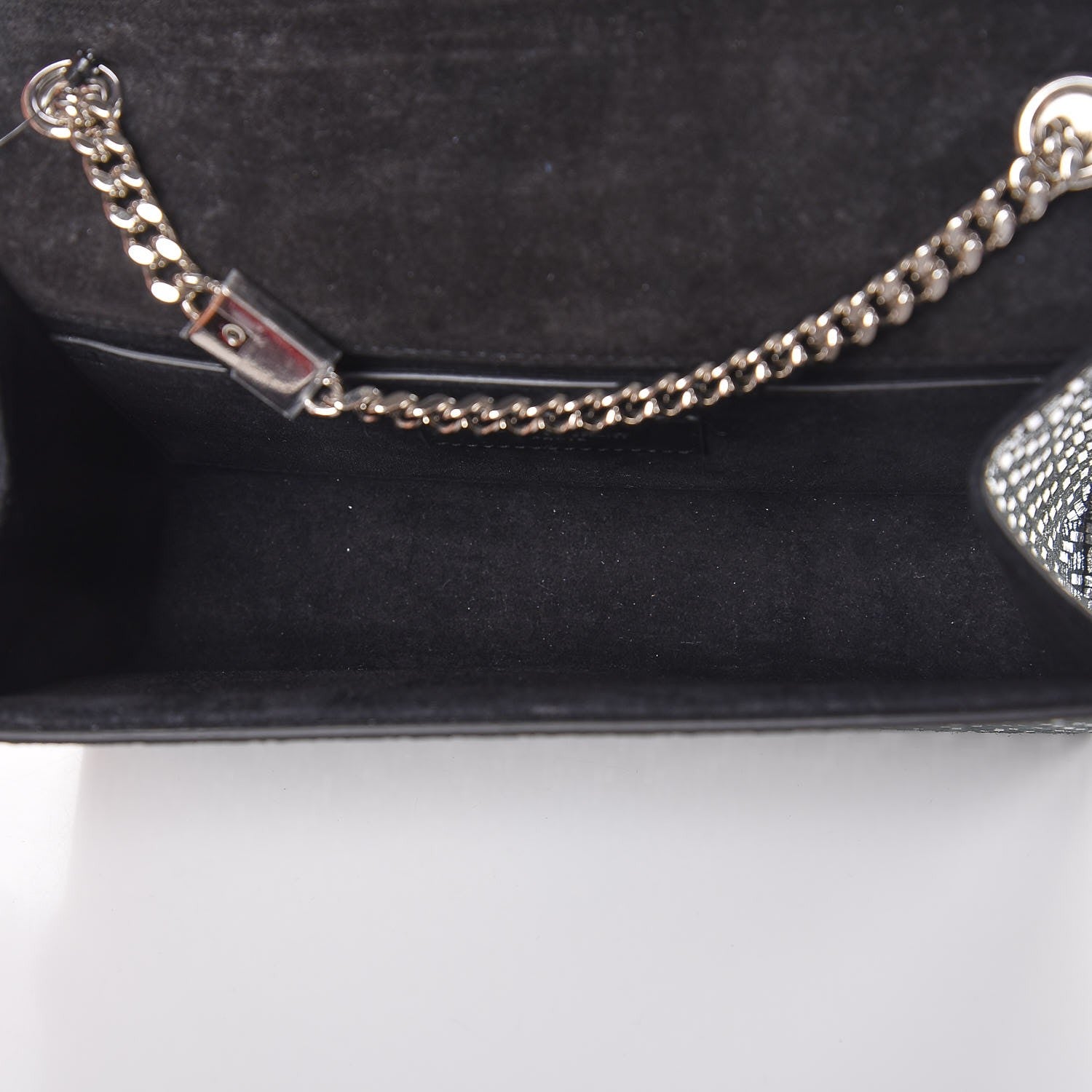 Saint Laurent Metallic Calfskin Chevron Small Monogram Kate Satchel Black Argento 5 of 7