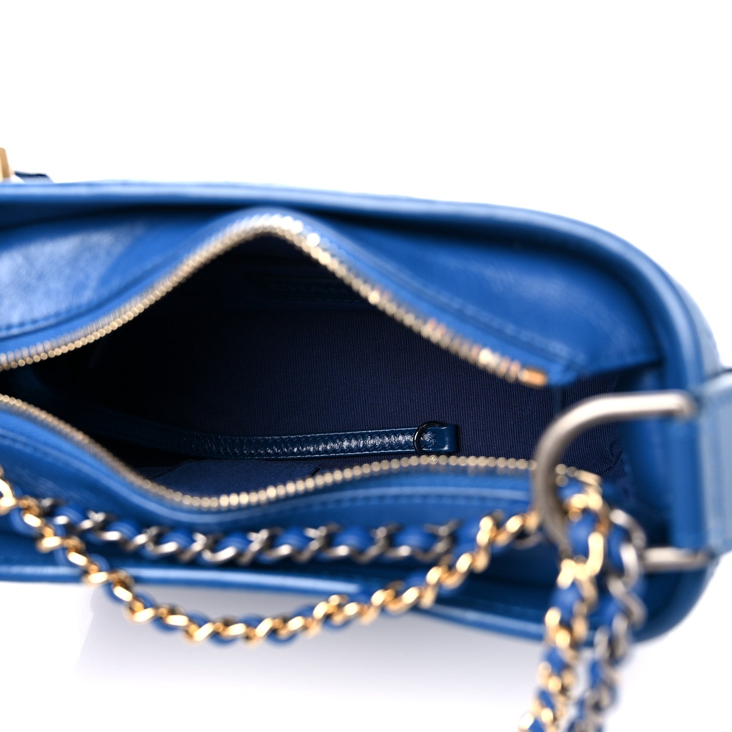 Chanel Aged Calfskin Quilted Small Gabrielle Hobo Blue 5 of 9