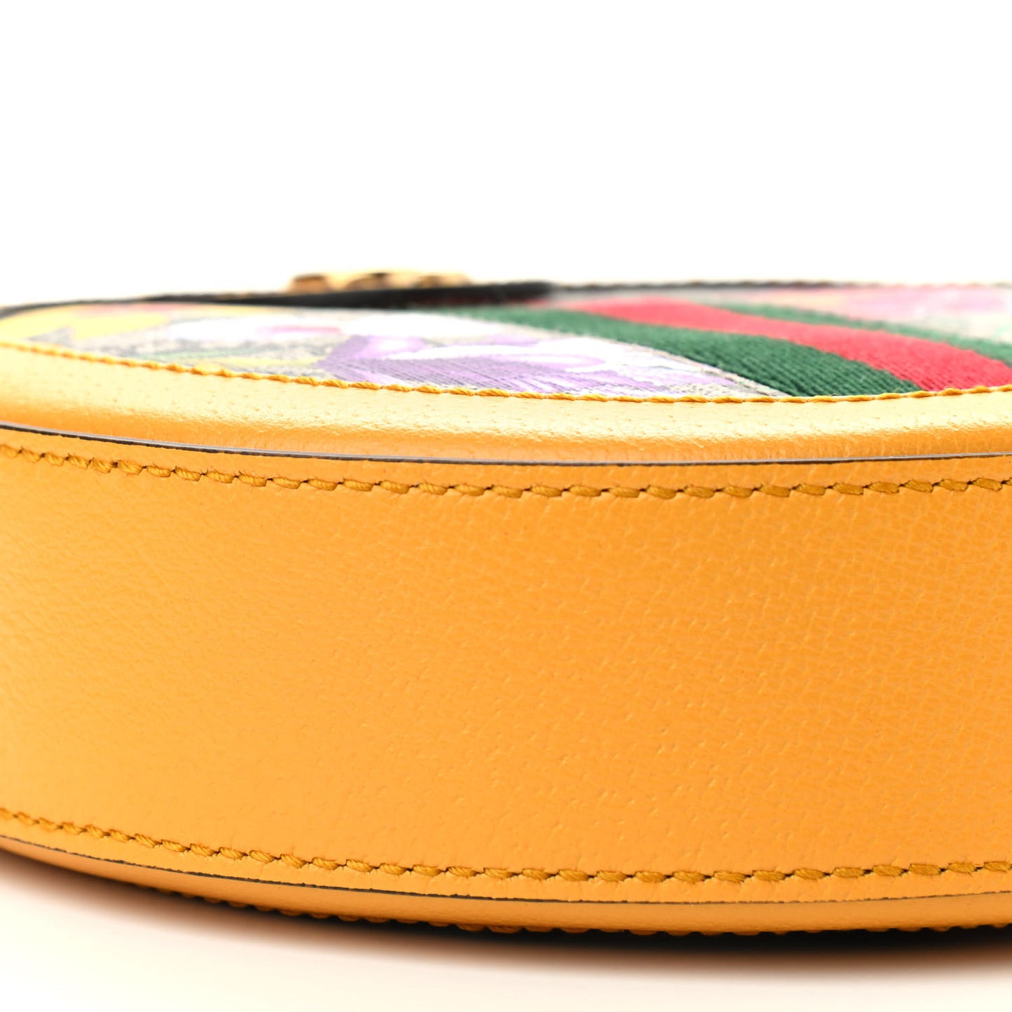 GG Supreme Monogram Flora Web Mini Ophidia Round Shoulder Bag Beige Multicolor Crop