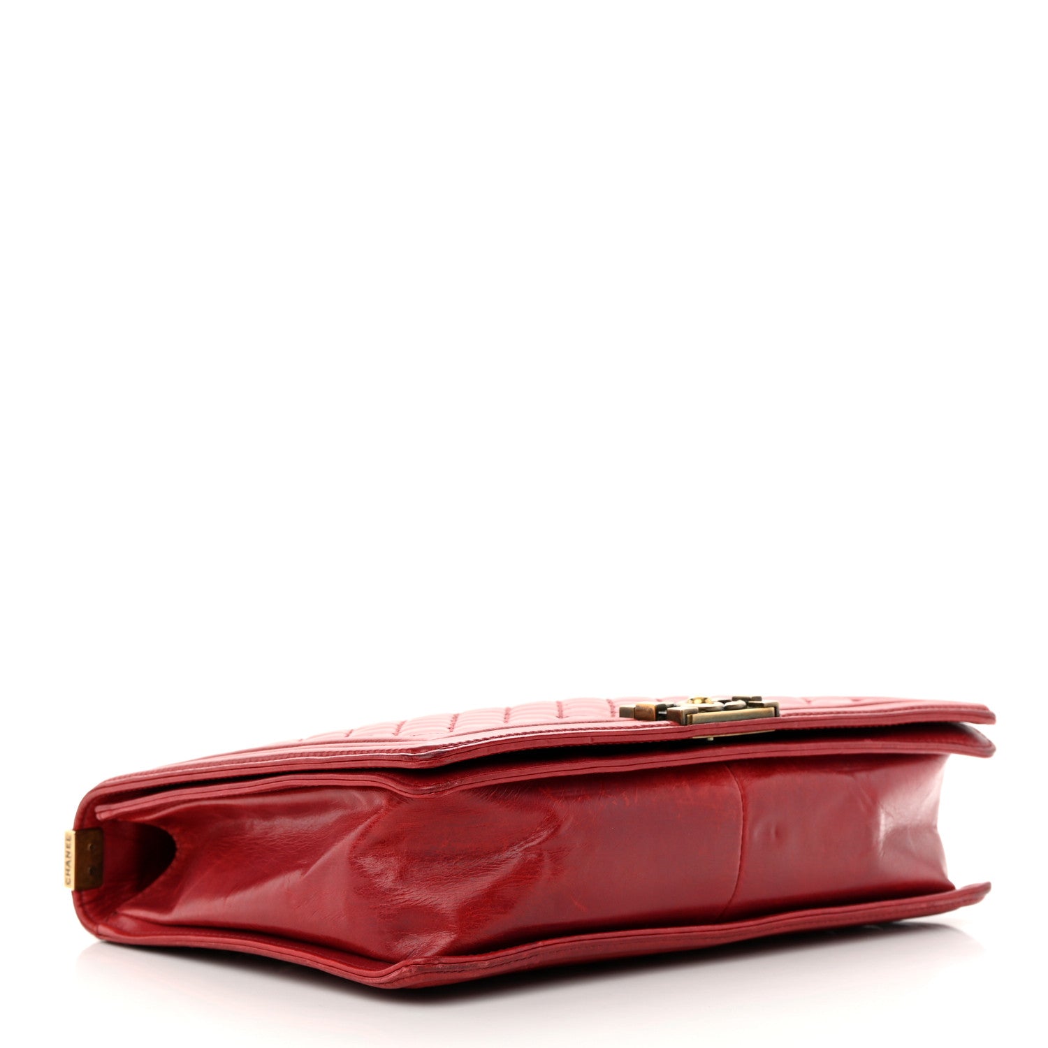 Chanel Aged Glazed Calfskin Quilted Large Boy Flap Red 4 of 18