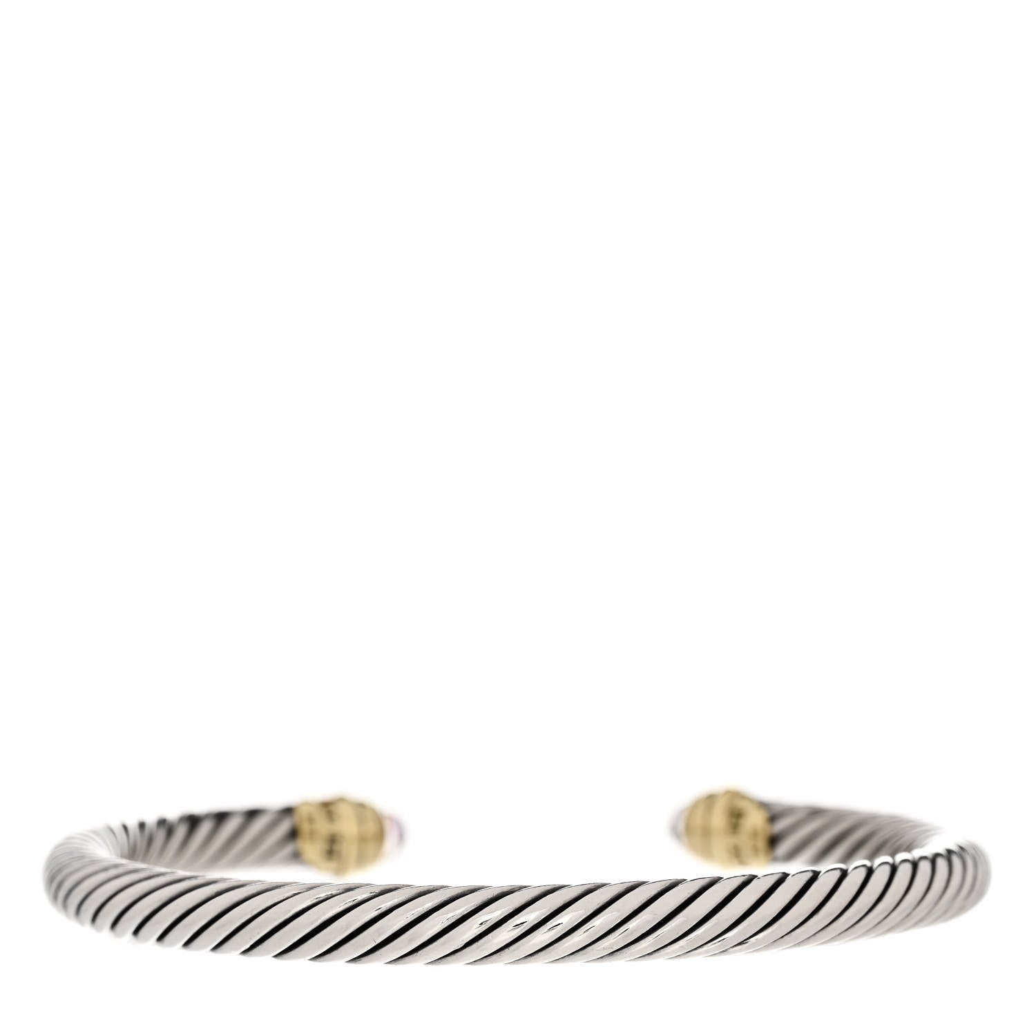David Yurman Sterling Silver 14K Yellow Gold Amethyst 5mm Cable Classics Petite Color Bracelet 2 of 3