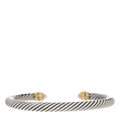 David Yurman Sterling Silver 14K Yellow Gold Amethyst 5mm Cable Classics Petite Color Bracelet 2 of 3