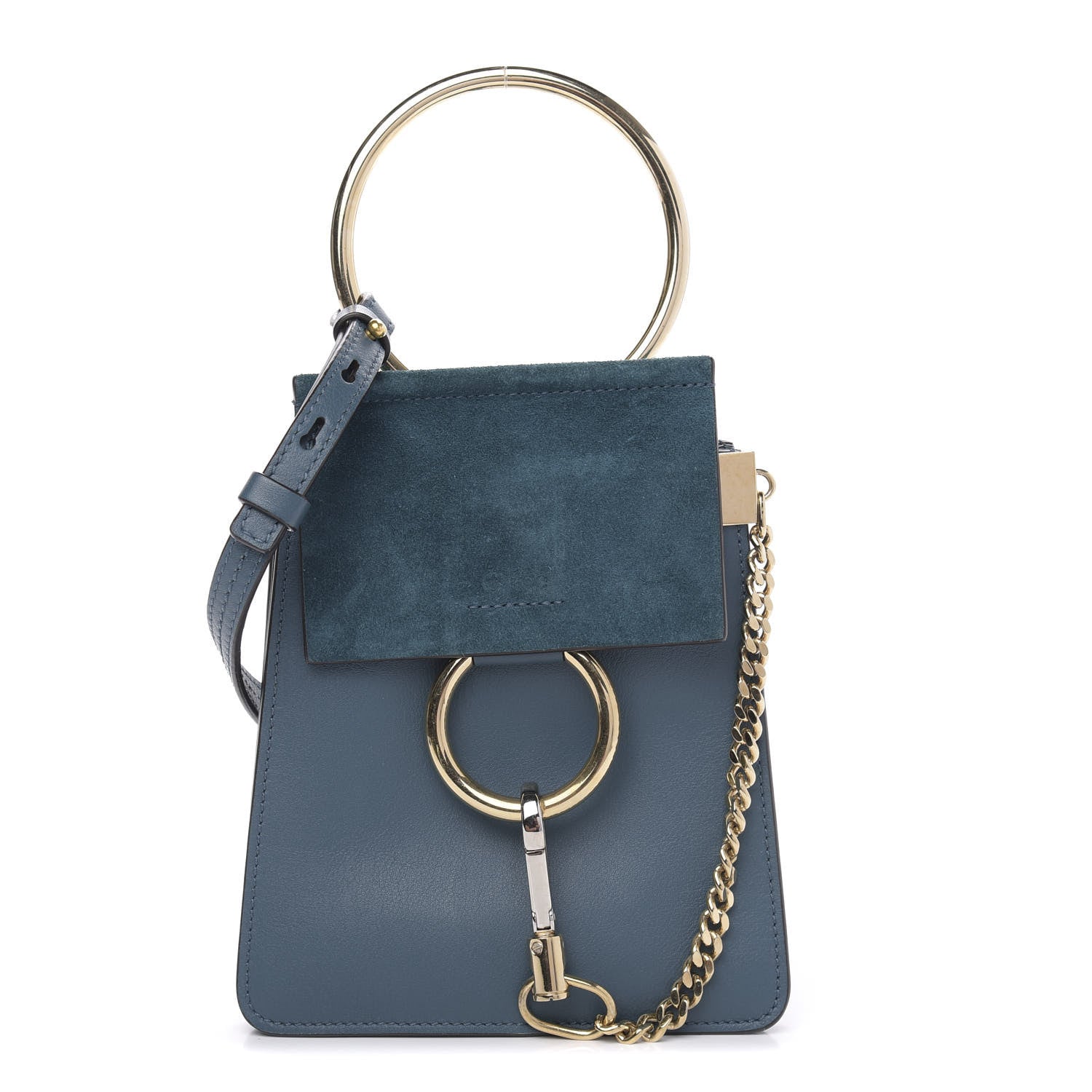 Chloe Suede Calfskin Mini Faye Bracelet Bag Majolica Blue 1 of 8