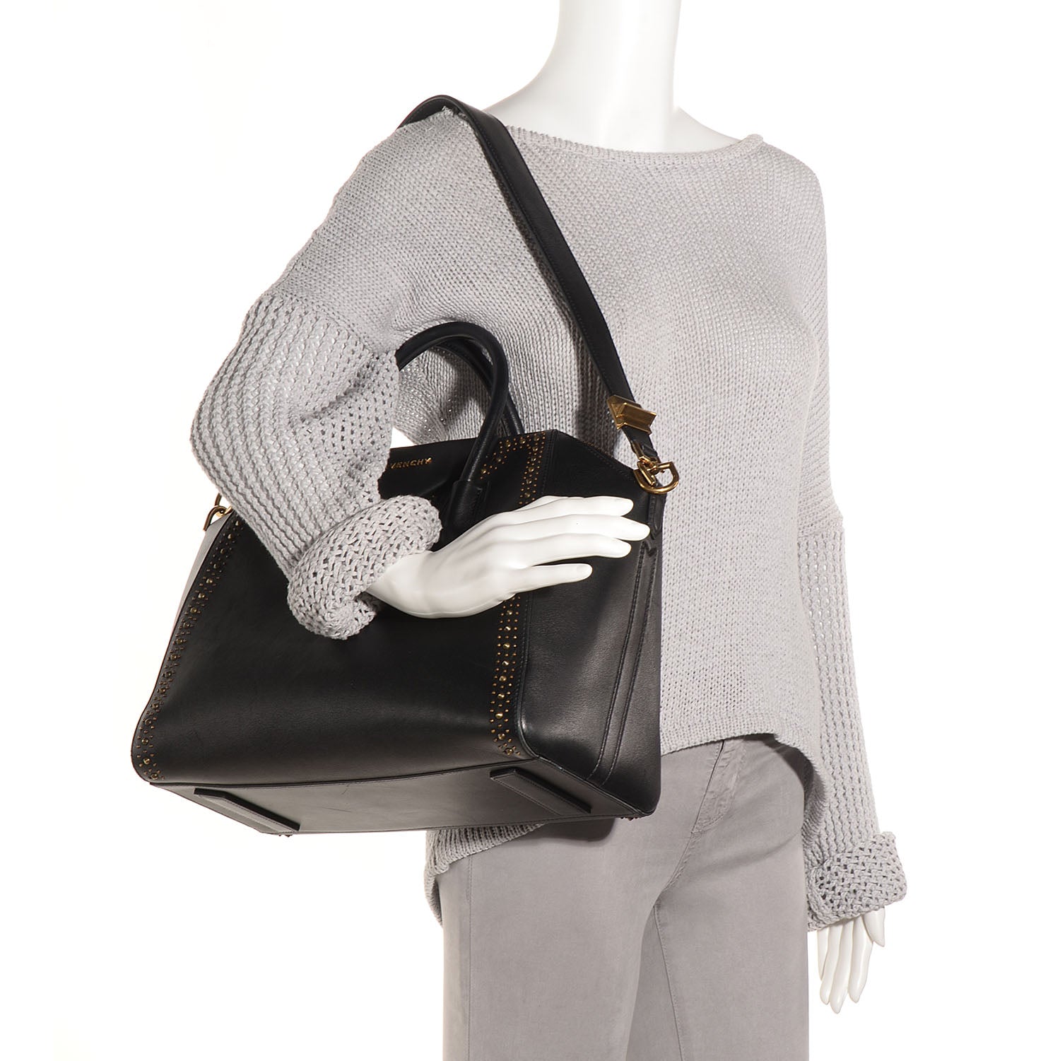 Givenchy Calfskin Medium Studded Antigona Black 2 of 12