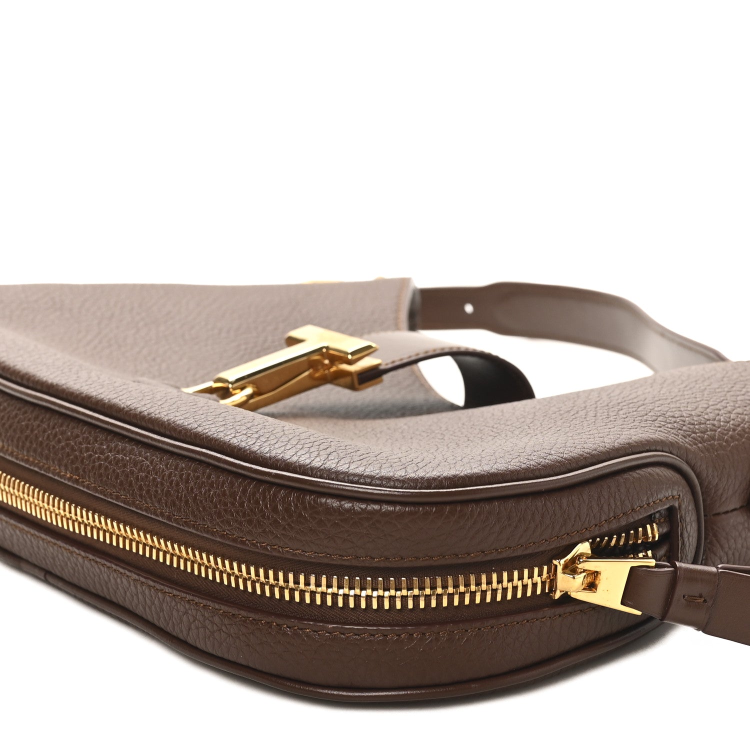 Tom Ford Pebbled Calfskin Monarch Hobo Bag Saddle Brown 9 of 9