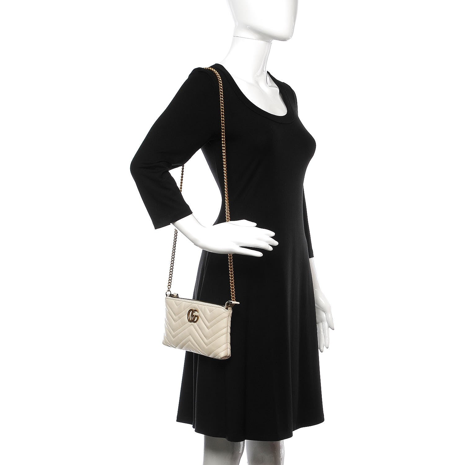 Gucci Calfskin Matelasse Mini GG Marmont Chain Bag White 2 of 7