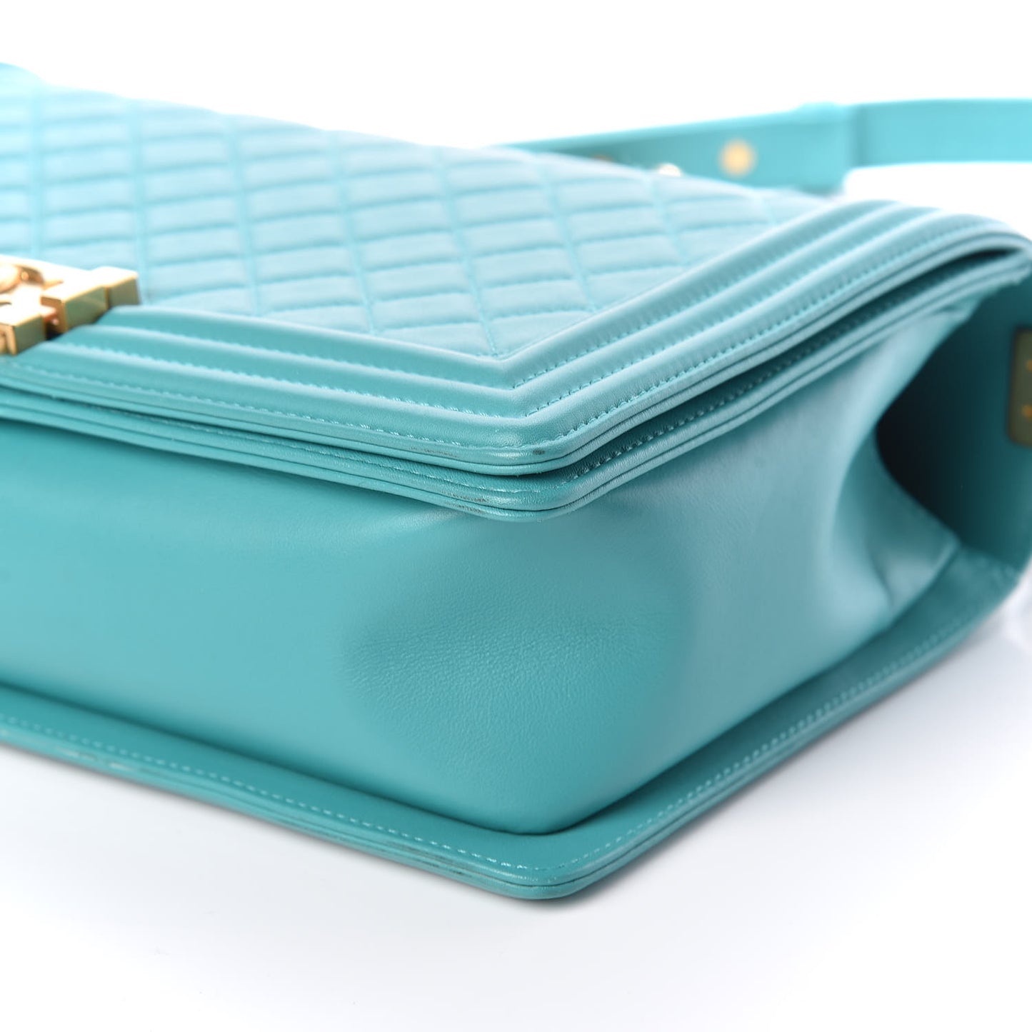 Calfskin Quilted New Medium Boy Flap Dark Turquoise