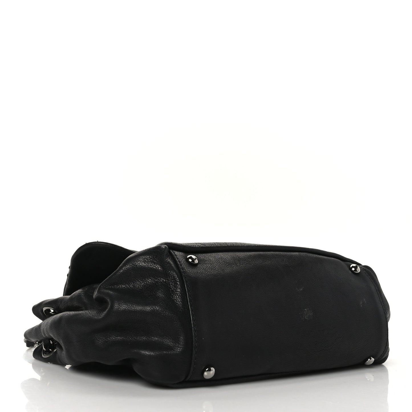 Calfskin Diamond Stitch Accordion Flap Black