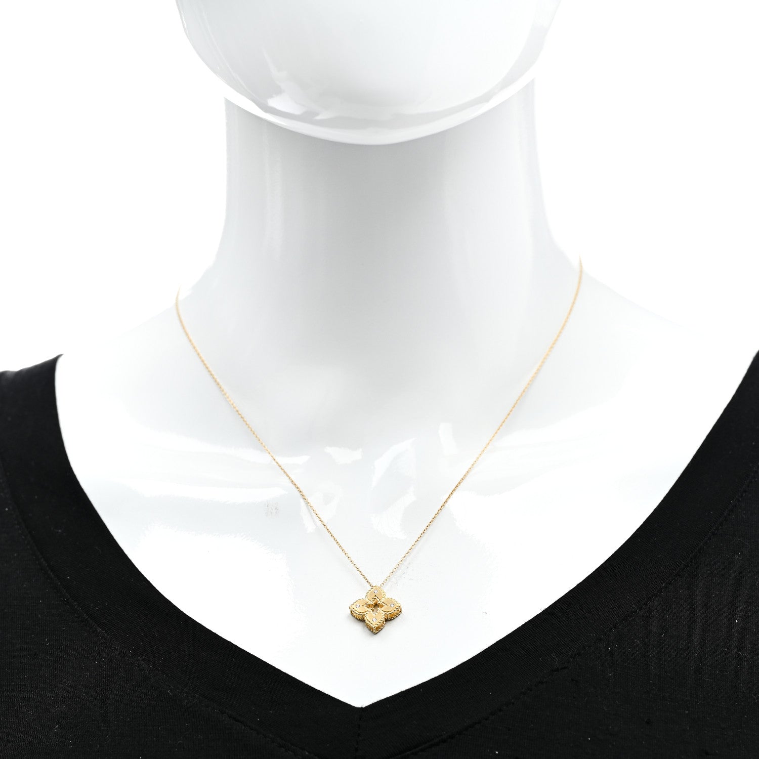 Roberto Coin 18K Yellow Gold Diamond Extra Small Petite Venetian Princess Flower Pendant Necklace 2 of 6
