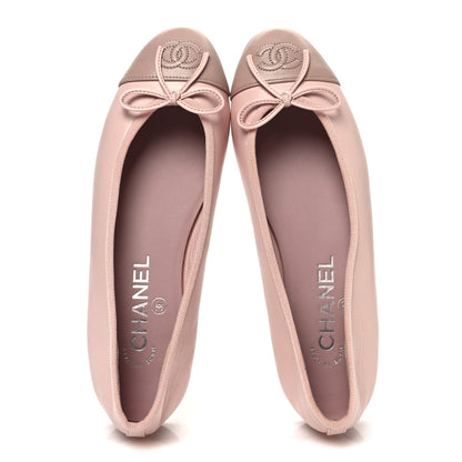 Chanel Lambskin Cap Toe CC Ballerina Flats 36.5 Light Pink Dark Pink 2 of 11