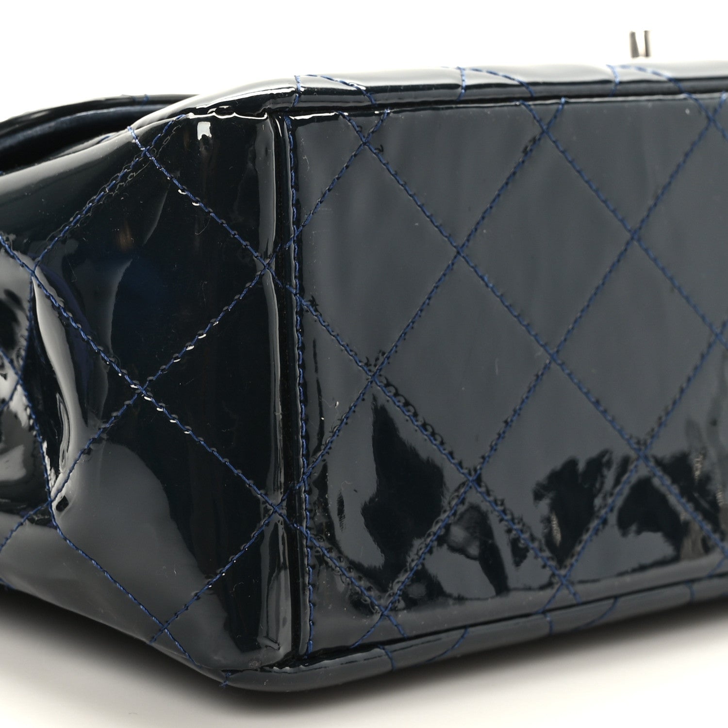 Chanel Patent Quilted Maxi Single Flap Navy Blue 8 of 9
