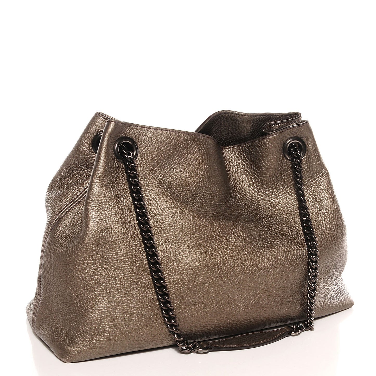 Metallic Pebbled Calfskin Medium Soho Chain Shoulder Bag Sasso