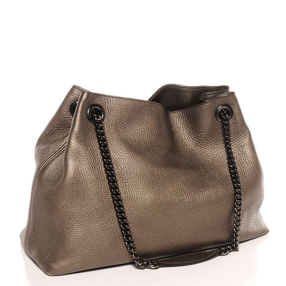 Gucci Metallic Pebbled Calfskin Medium Soho Chain Shoulder Bag Sasso 3 of 9