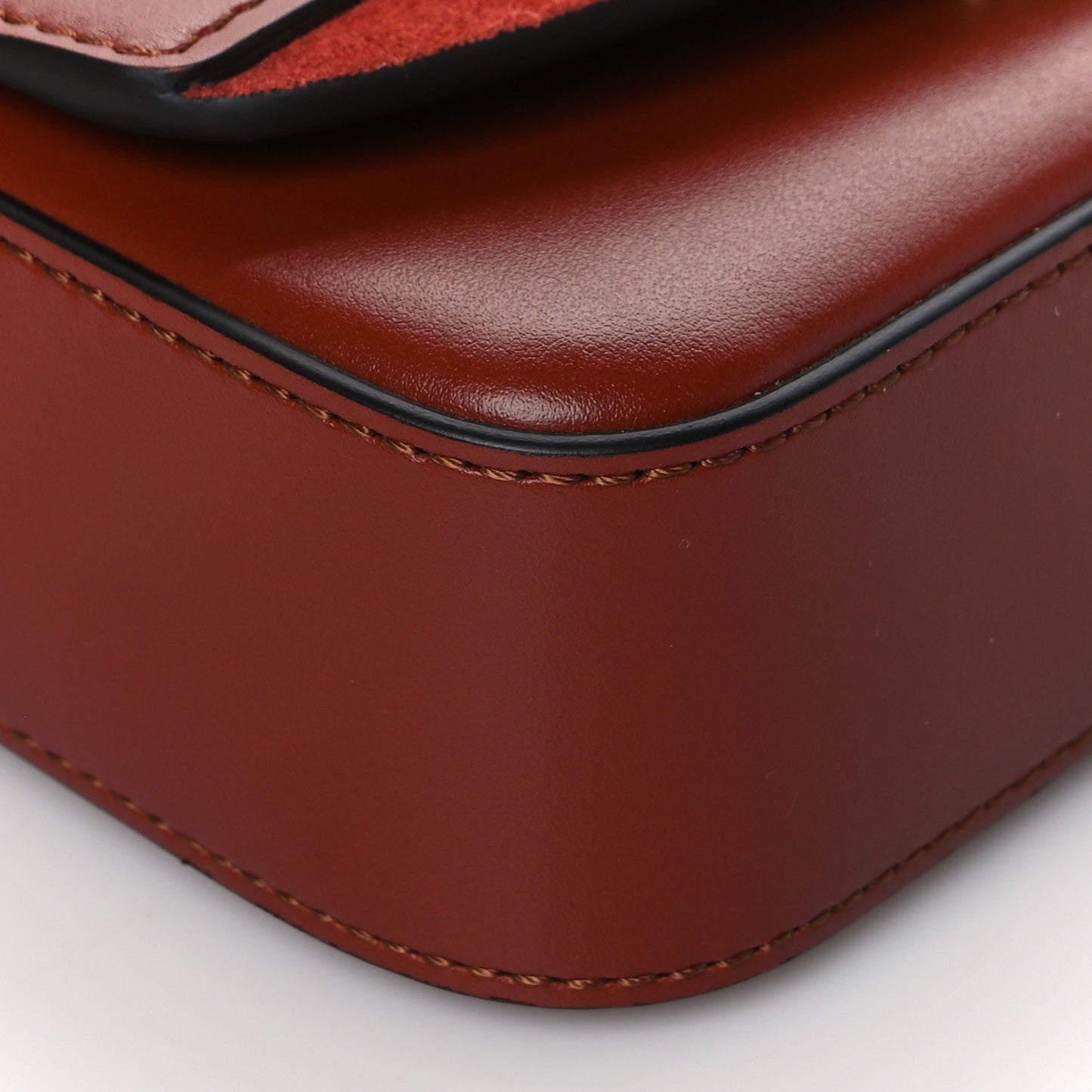 Shiny Calfskin Suede Mini C Bag Sepia Brown