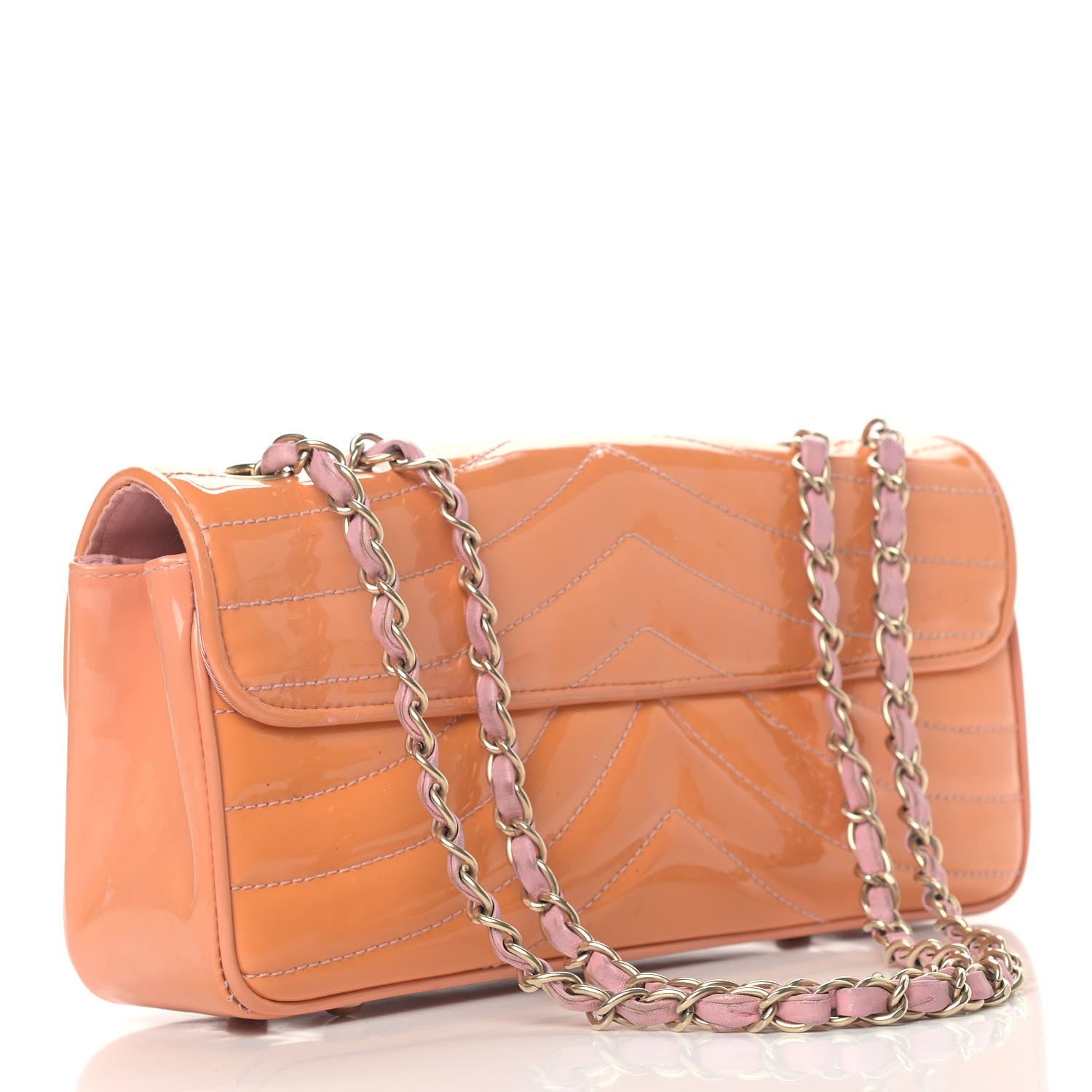 Chanel Patent Quilted East West Flap Rose 3 of 20
