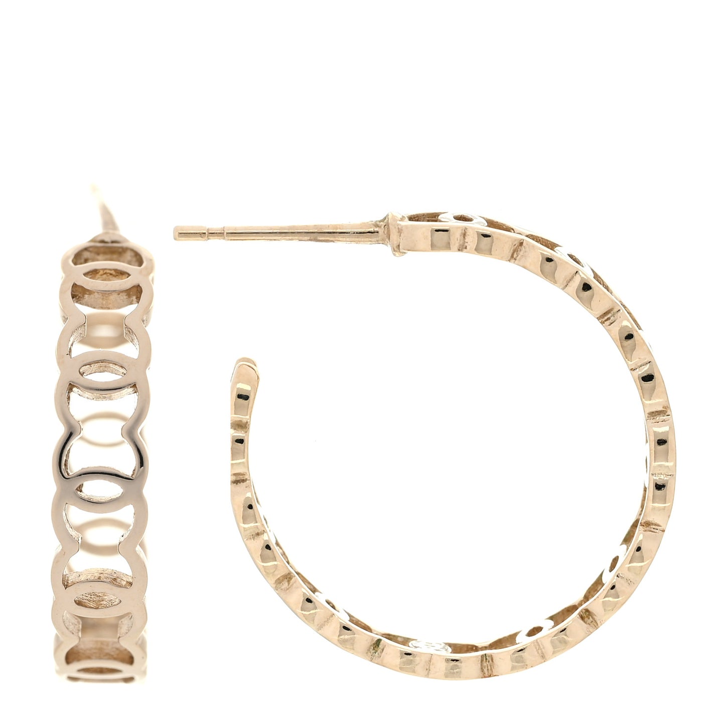 Metal CC Hoop Earrings Gold
