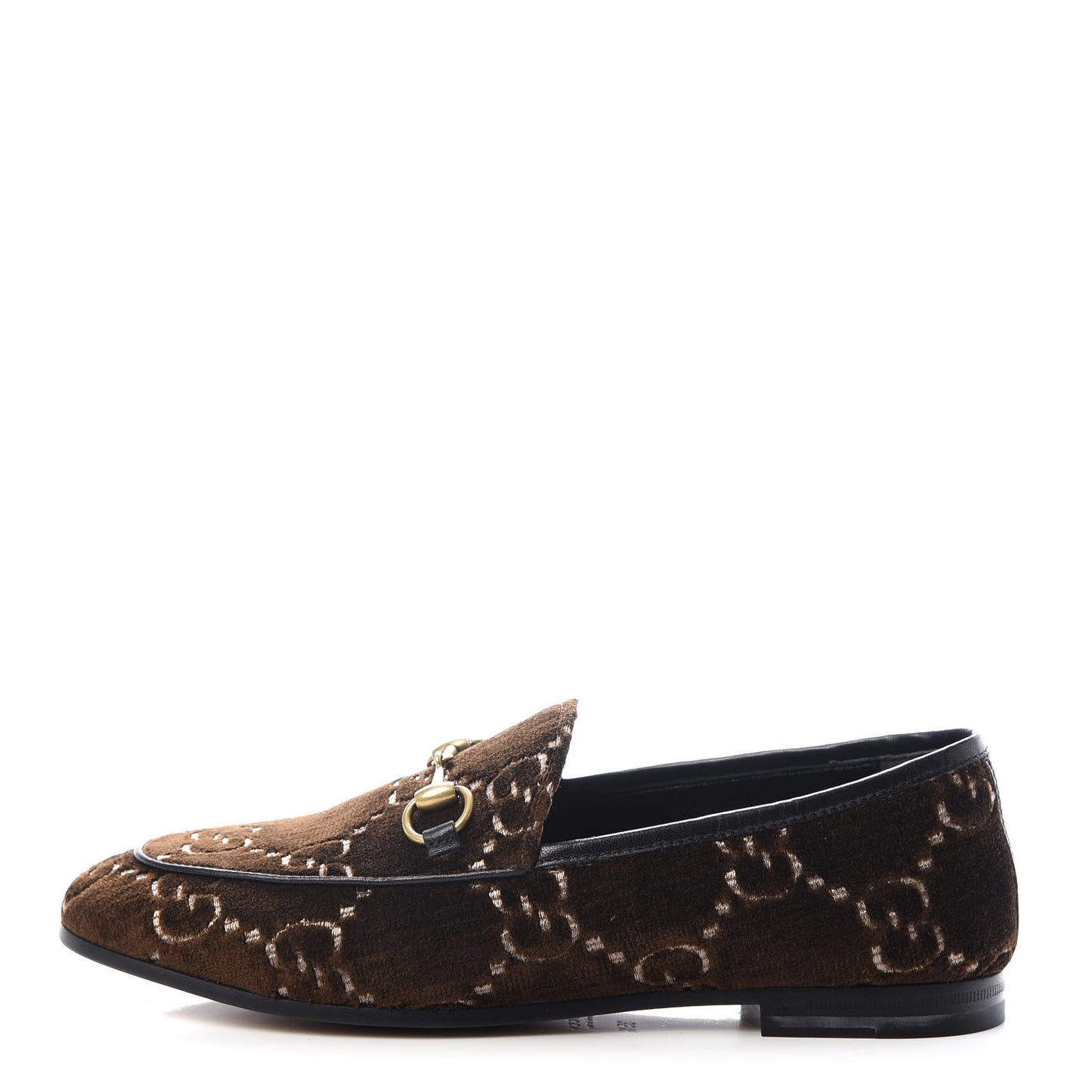 Velvet GG Monogram Horsebit Womens Jordaan Loafers 35.5 Brown Black