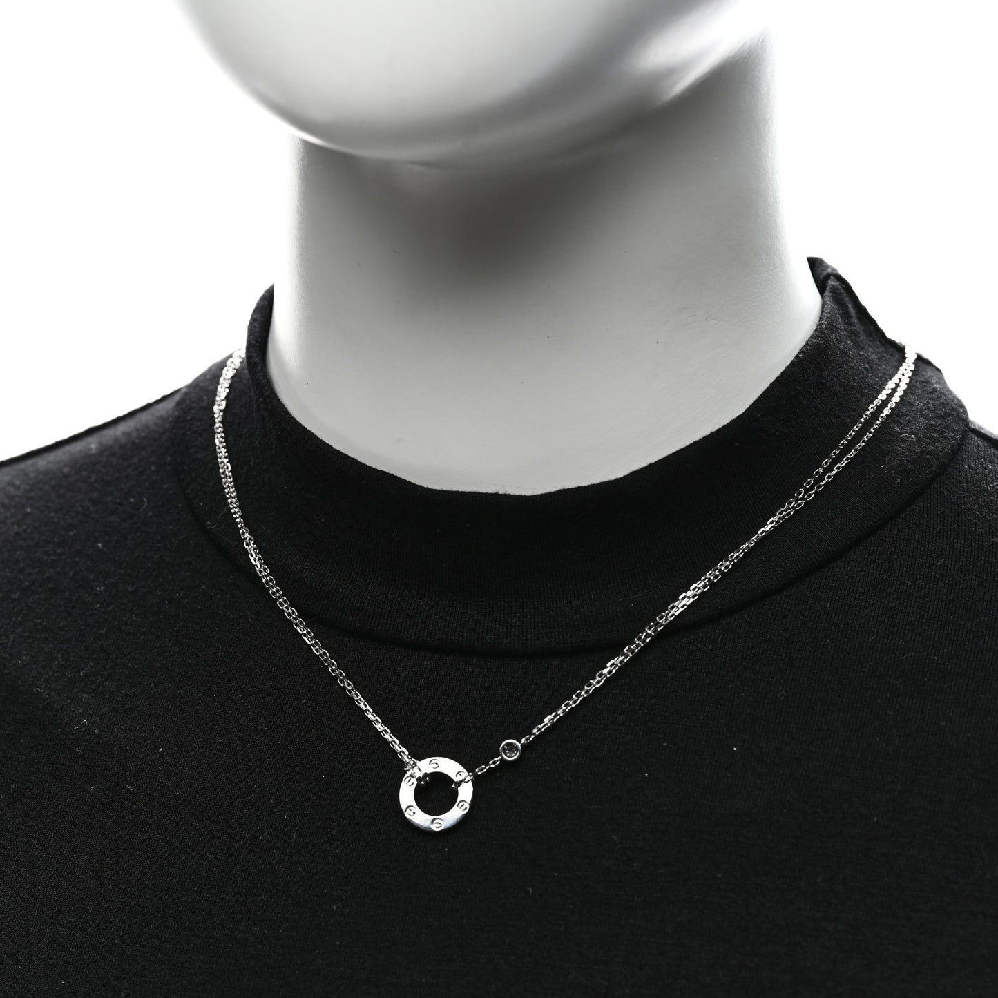 18K White Gold 2 Diamond LOVE Necklace