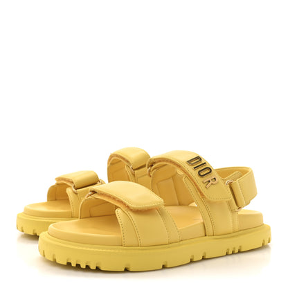 Christian Dior Lambskin Dioract 10mm Sandals 35 Yellow Guadalupe 7 of 18