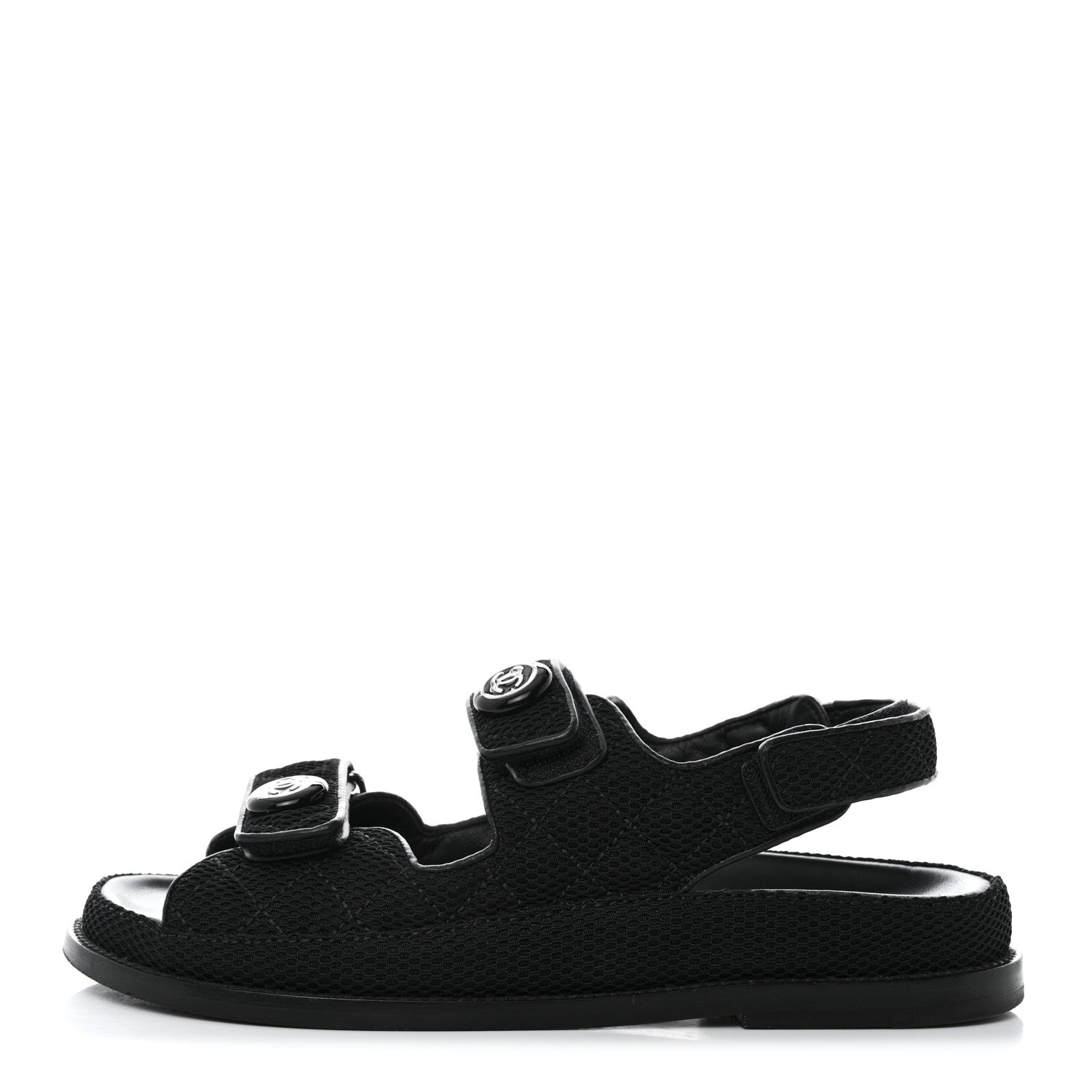 Chanel Fabric Velcro Dad Sandals 38 Black 1 of 9