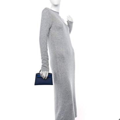 Hermes Epsom Mini Kelly Sellier 20 Bleu Saphir Bleu France Black 2 of 9