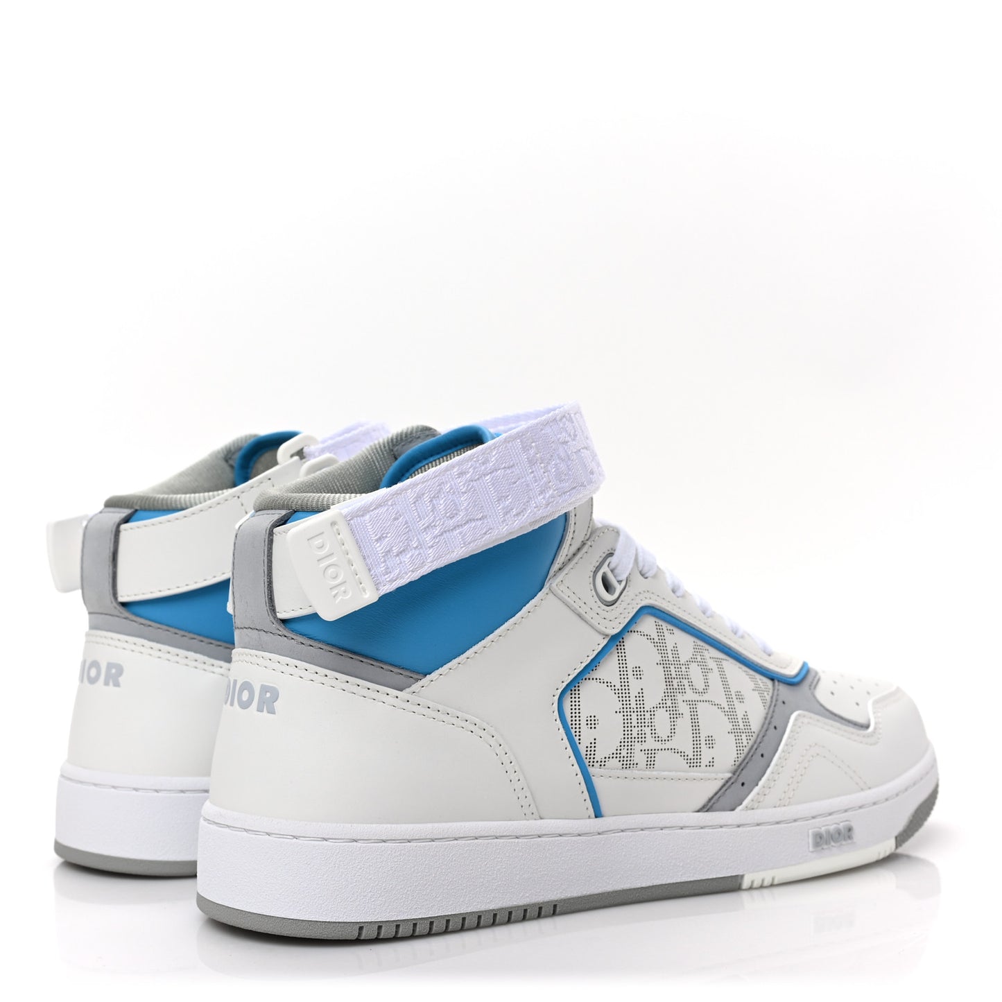 Smooth Calfskin Oblique Galaxy Perforated Mens B27 Mid Top Sneakers 42 Beige Blue