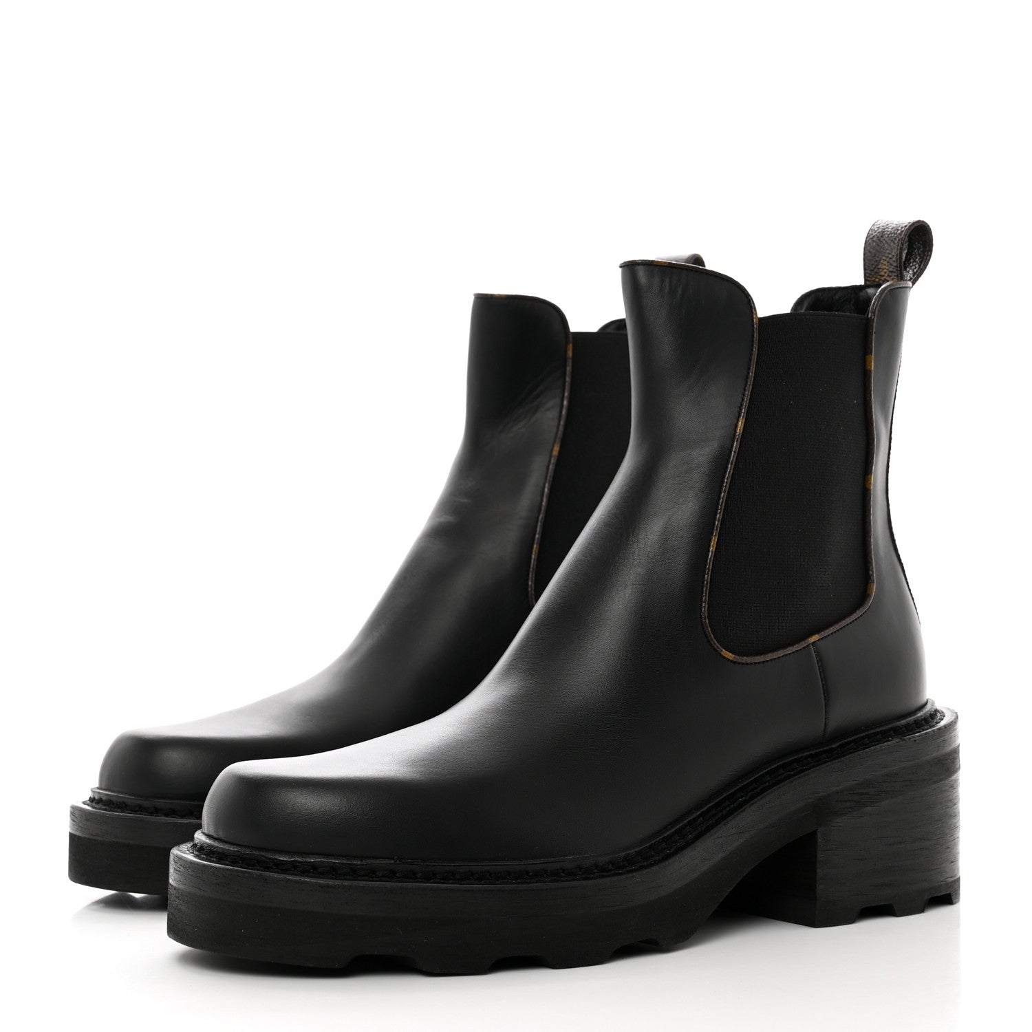 Louis Vuitton Calfskin Monogram Beaubourg Ankle Boots 39.5 Black 3 of 10