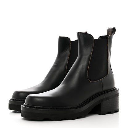 Louis Vuitton Calfskin Monogram Beaubourg Ankle Boots 39.5 Black 3 of 10