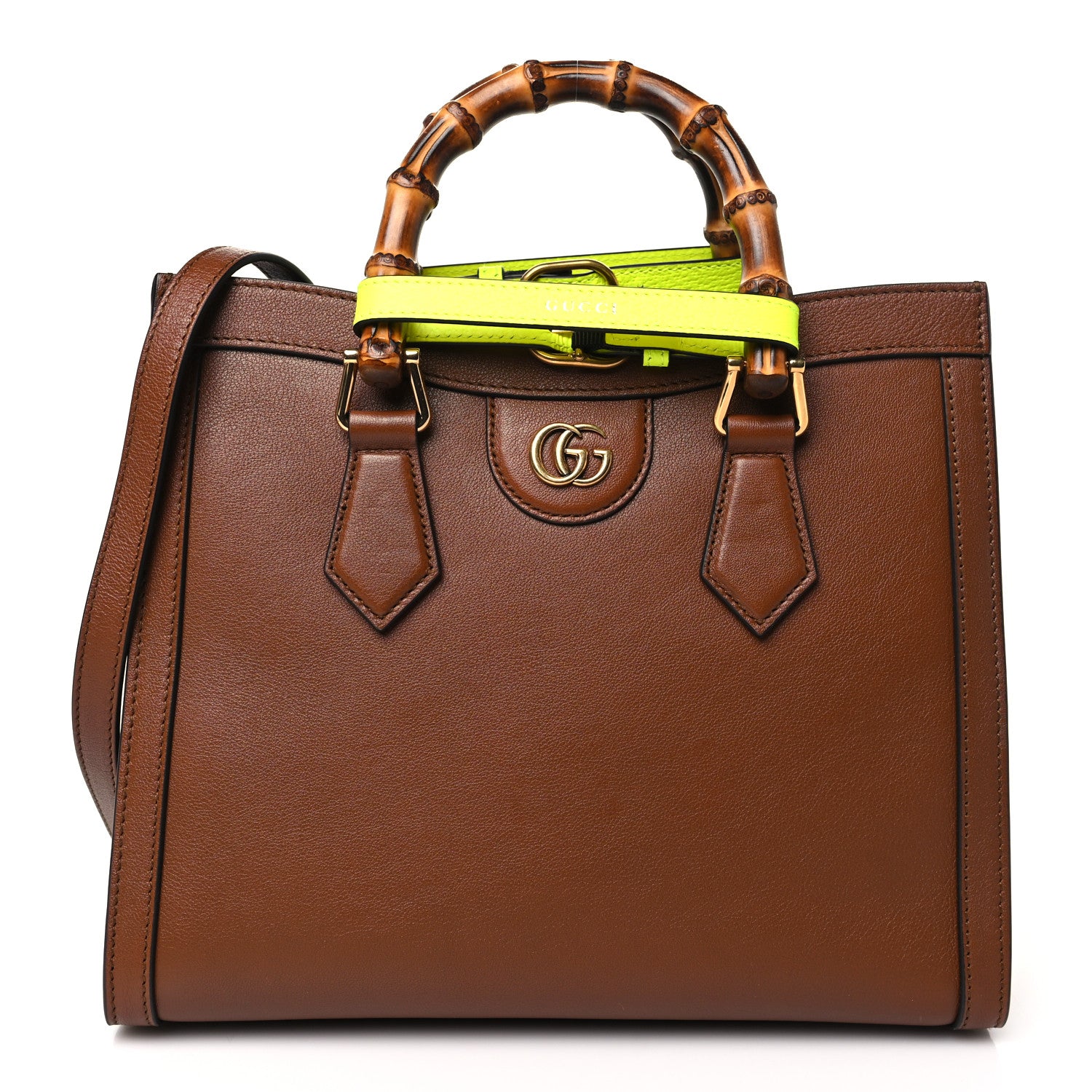Gucci Wonka Grain Calfskin Small Diana Tote Bag Cuir Yellow Fluo 1 of 10